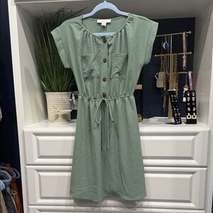 Monteau Sage Button-Front Mini Dress